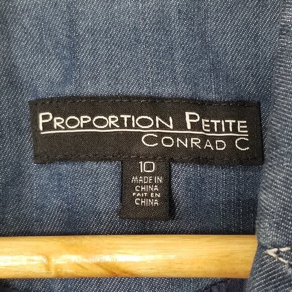 Proportion Petite Denim Jacket Jean Classic Blazer Blue Business Casual Sz 10P - Picture 2 of 11